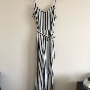 Charlotte Russe black white striped jumpsuit